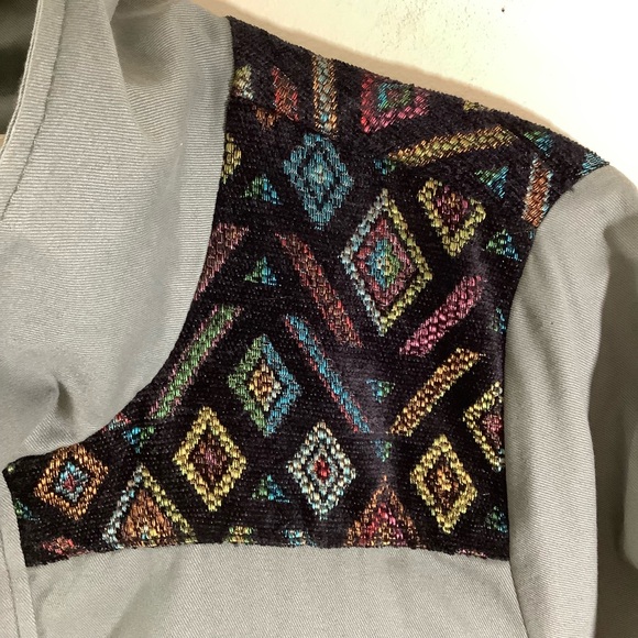 Modcloth Utility Jacket Army Green Aztic Adjustable Waist Roll Over Sleeves - Picture 5 of 9